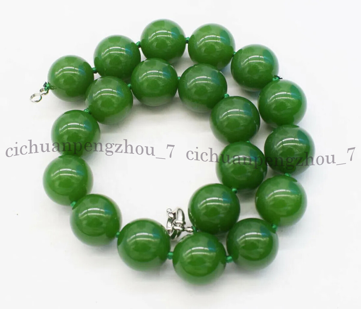 Huge 20mm Genuine Natural Green Jade Round Gems Beaded Necklace 14-32 inch