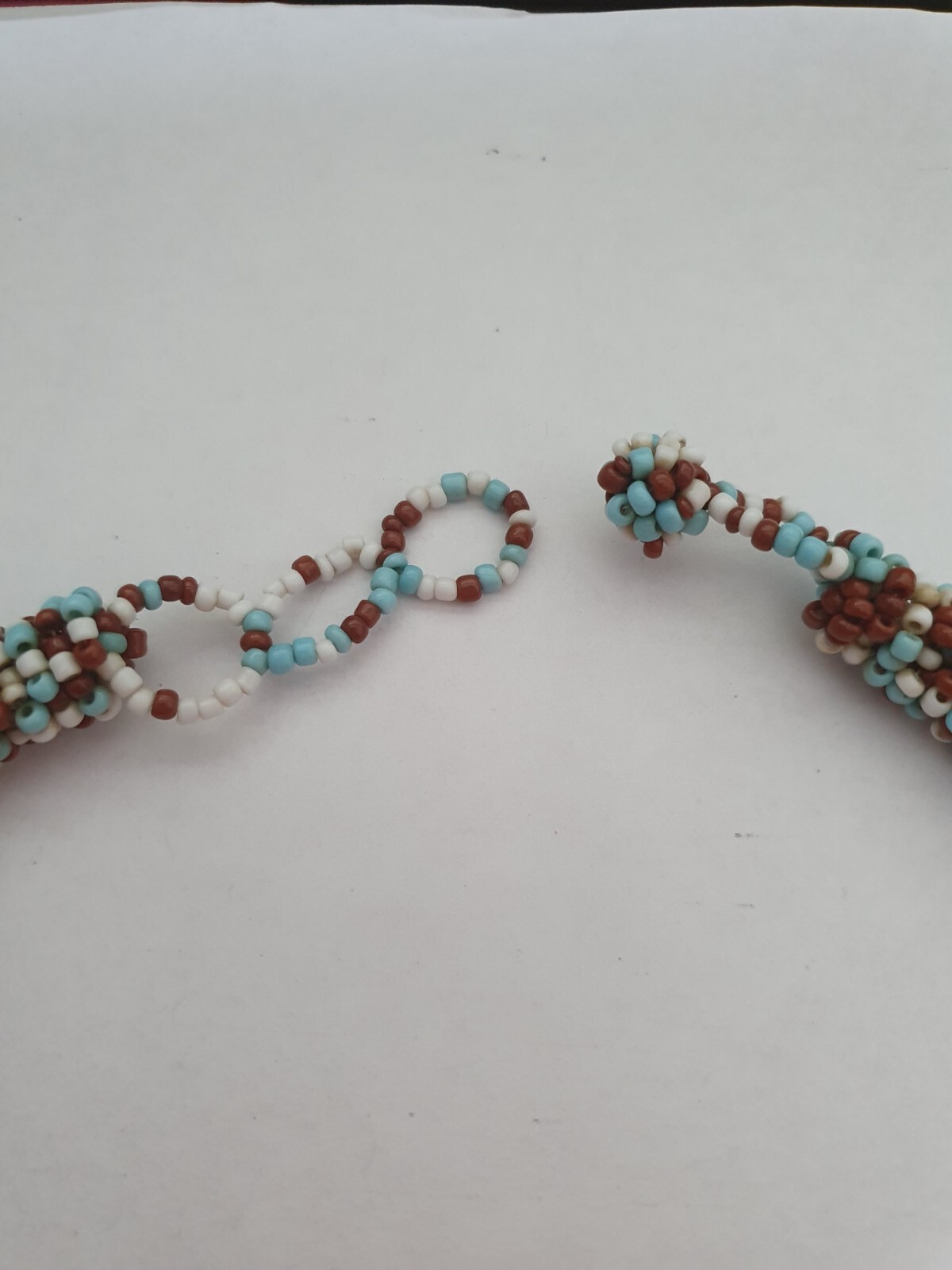 Blue White Brown Twisted Seed Bead None Metal Tribal Ethnic Adjustable Necklace