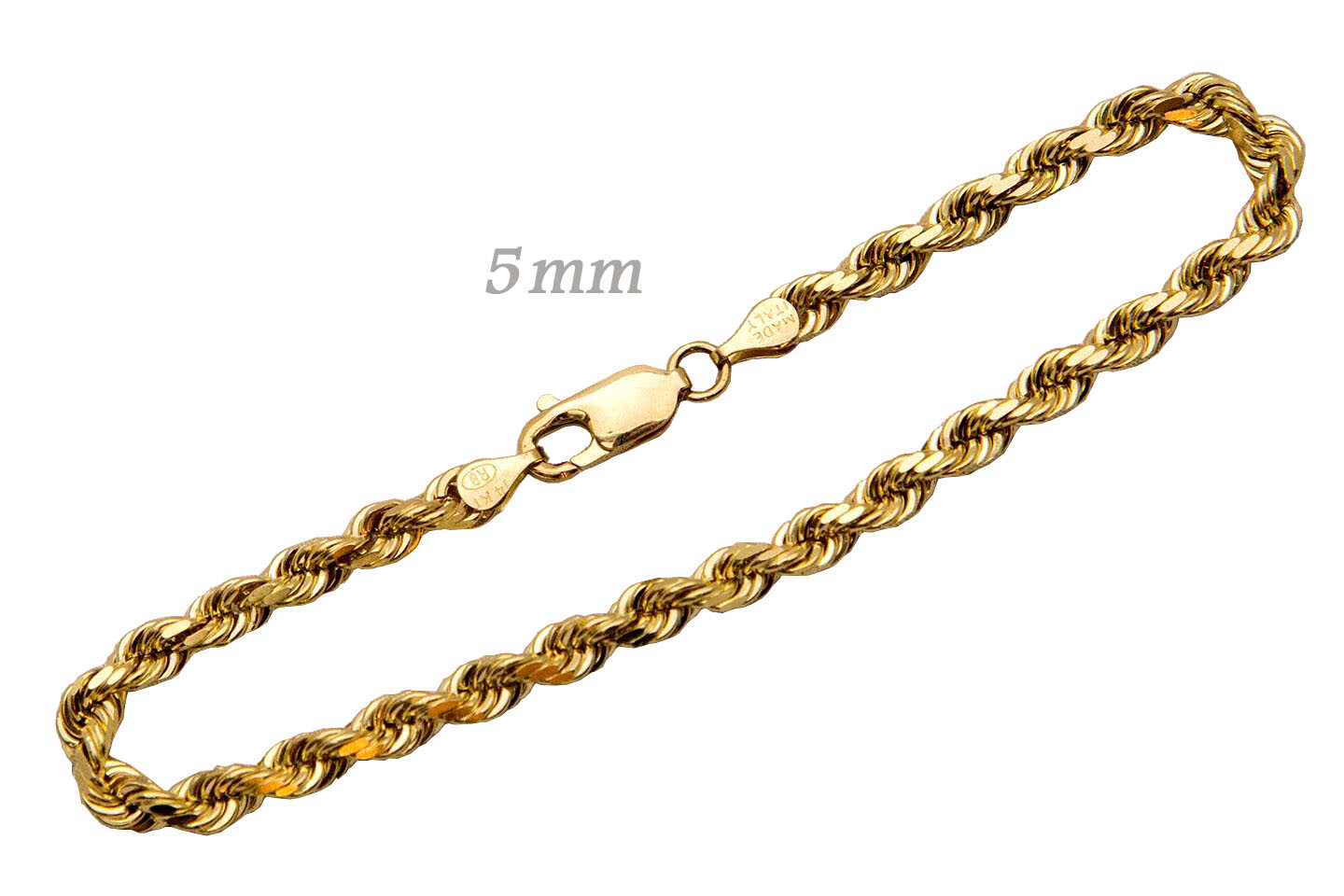 14k Solid Yellow Gold Rope Chain Necklace Bracelet 1mm-10mm Men Women Sz 7″-30″