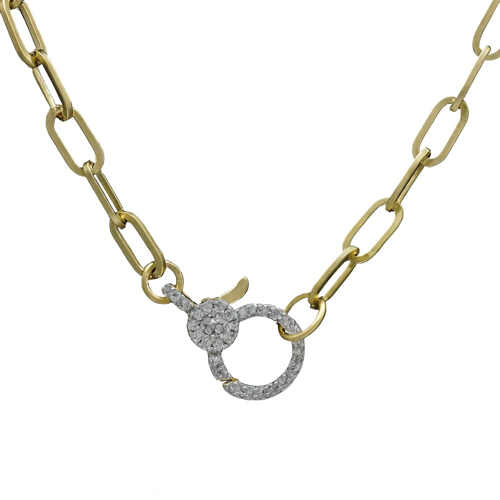 16″ 14kt. Gold-plated Paperclip Chain Necklace with CZ Circle Clasp