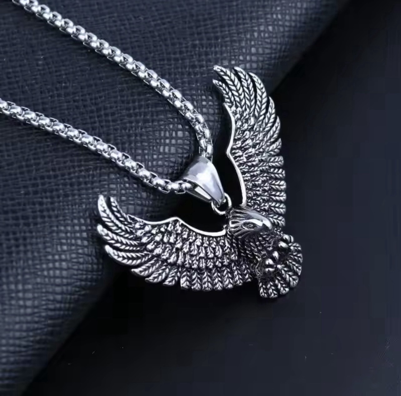 Stainless steel eagle pendant necklace for men and women, Viking style, 60 cm