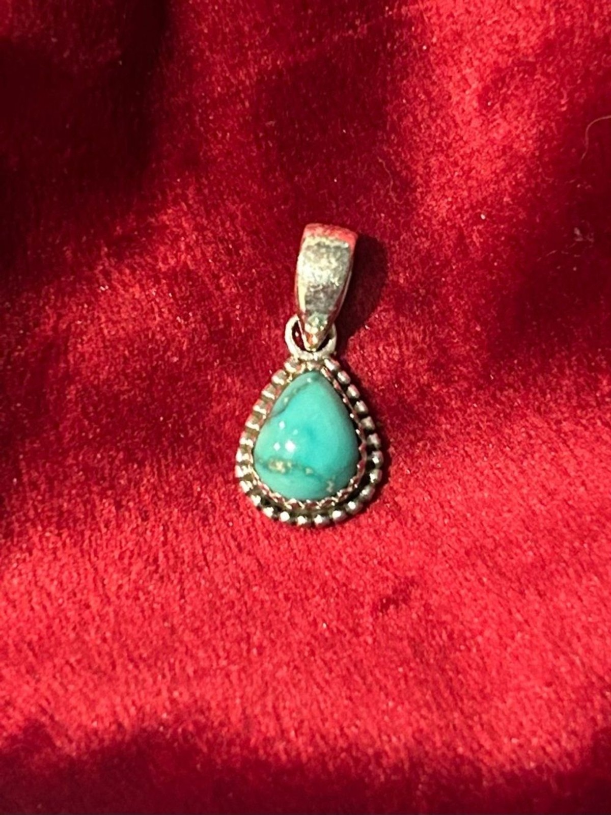 Sterling Silver Teardrop Turquoise Pendant – Women’s Jewelry