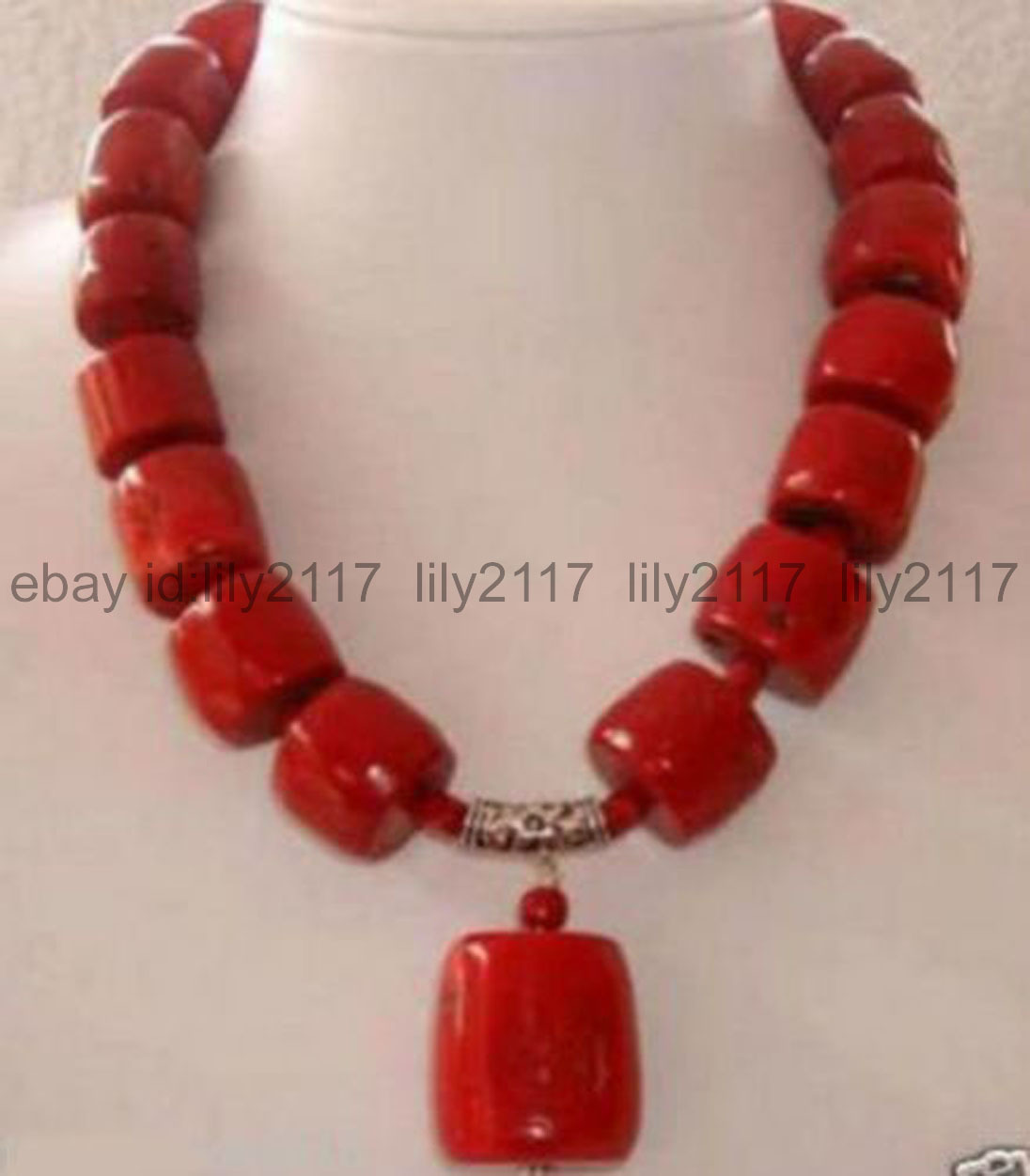 10-15mm Natural red coral Gemstone barrel beads charms women necklace 18″