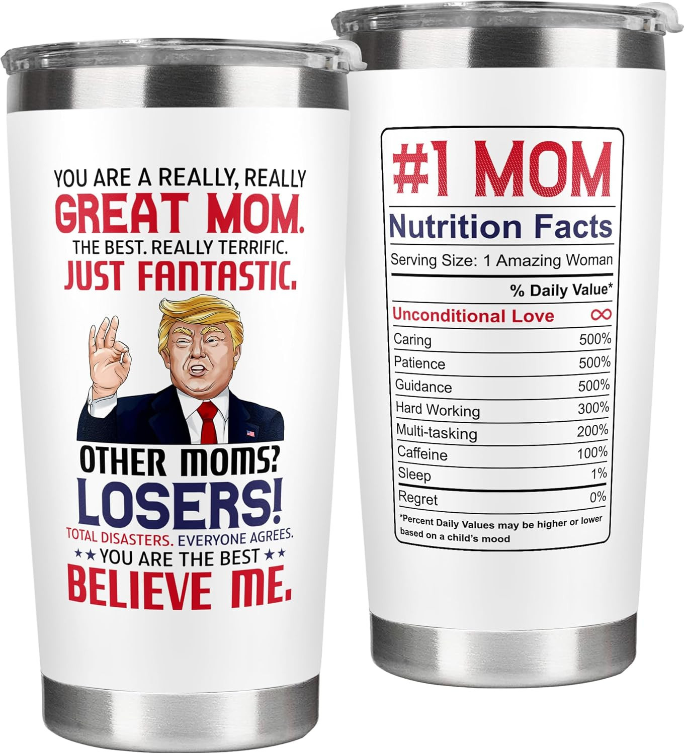 Mom Gift 20oz Stainless Steel Tumbler Birthday Christmas Valentines Day Cup Set