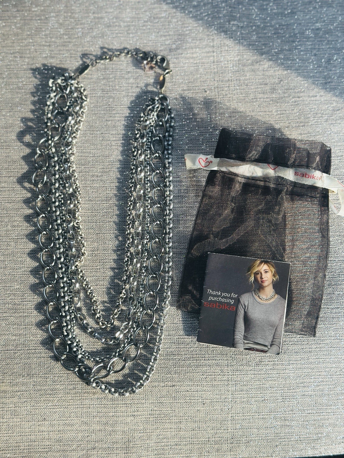 NEW Sabika Classic Layered Silver Tone Round Link Chain.