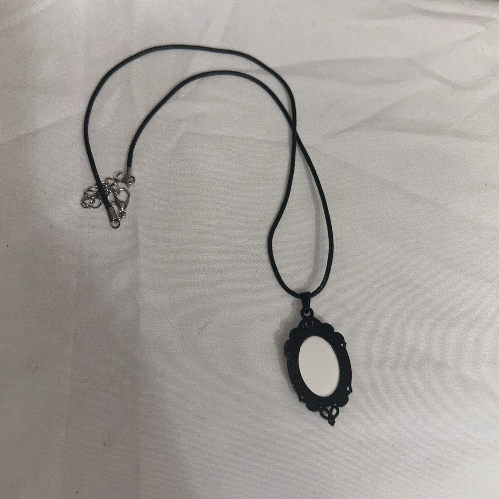 Black Chain Necklace with Burgundy Red Rose Cameo Pendant 20” Long W/extension