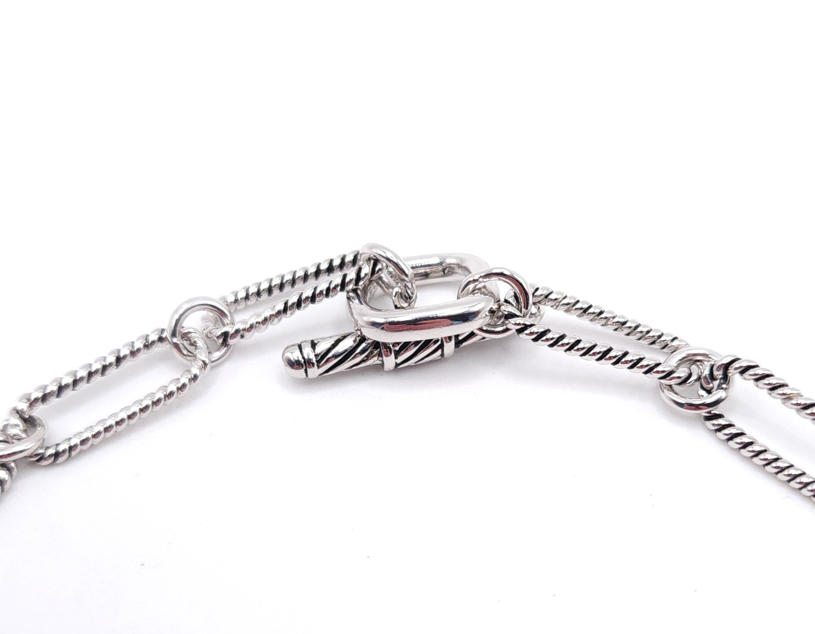 Heart Charm Necklace Paperclip Chain Rhinestone Pave Heart Toggle Clasp 16in