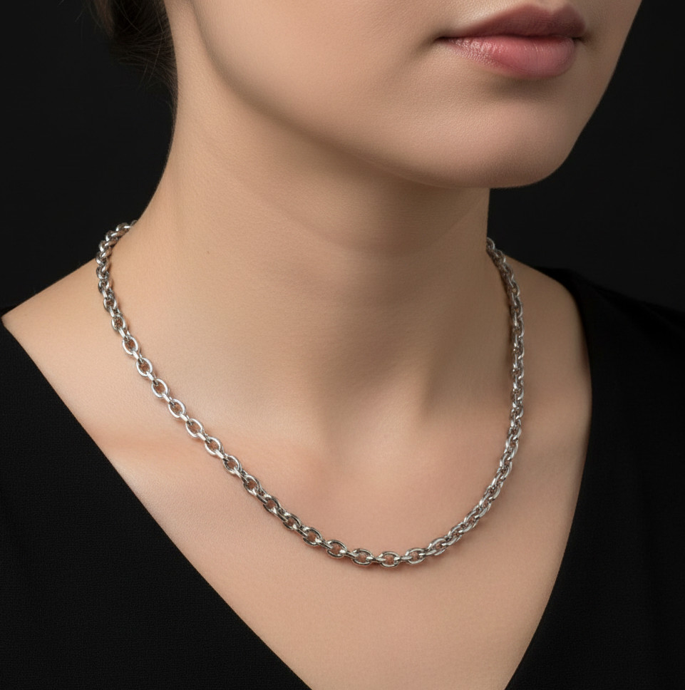Stainless Steel Unisex Medium 6mm Oval link Chain 29