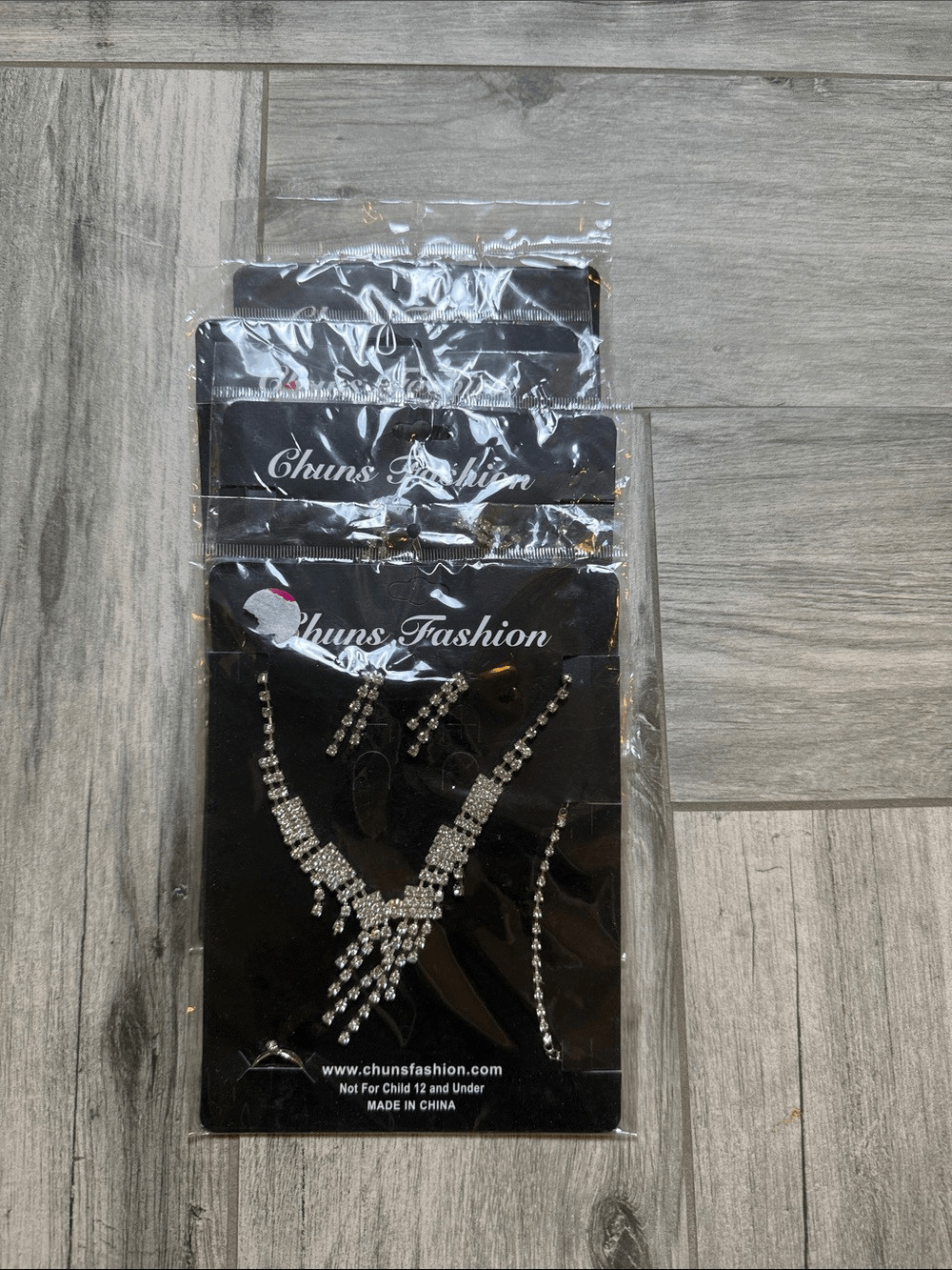 Silver Crystal Costume Necklace Set – Sparkling Silver Tone- Set of Four (4)