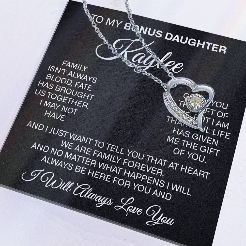 To My Bonus Daughter Forever Love Necklace, Bonus Daughter Jewelry Gift