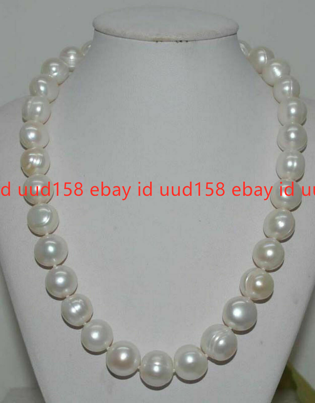 AAA Natural Huge white 11-12mm Cultured freshwater Pearl Necklace 18″