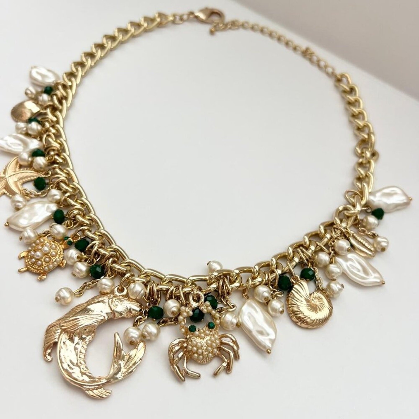 Gold Coastal Charm Statement Necklace