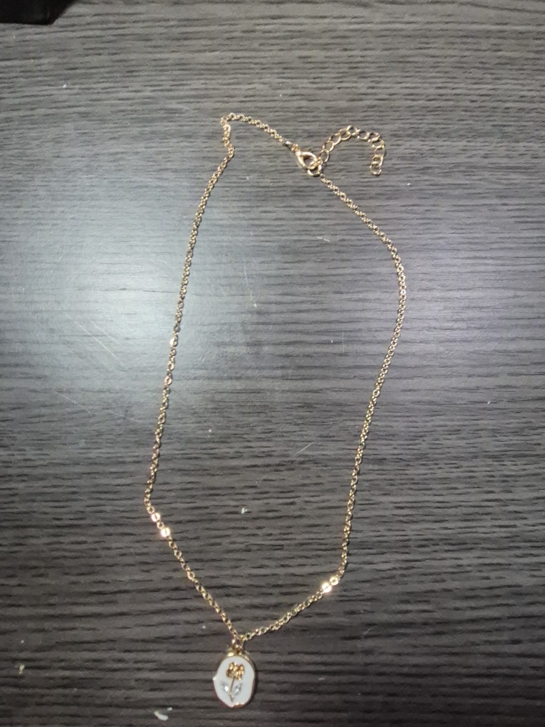Gold Tone Rose Pendant Adjustable Fashion Necklace 15″-17″