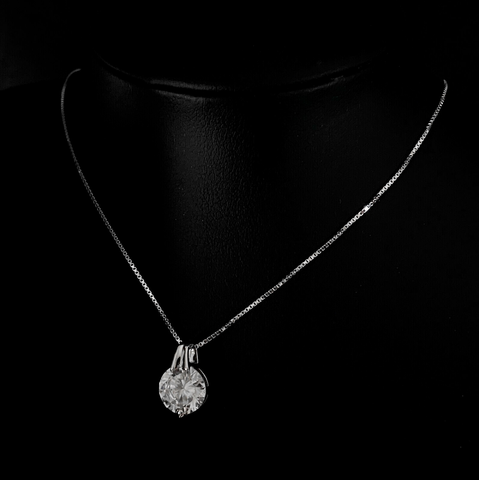 1.3 CTW Simulated Diamond Eternity Solitaire Pendant Sterling Silver Bridal Gift