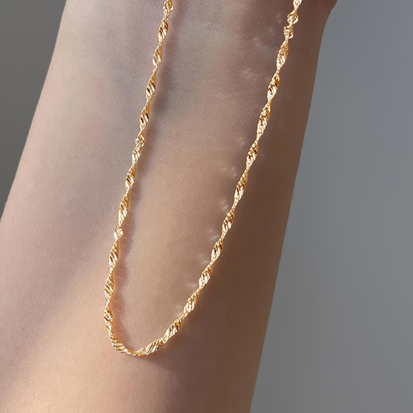 Necklace Exquisite Gold Plated Stainless Steel Thin Chain for Women Simple Style
