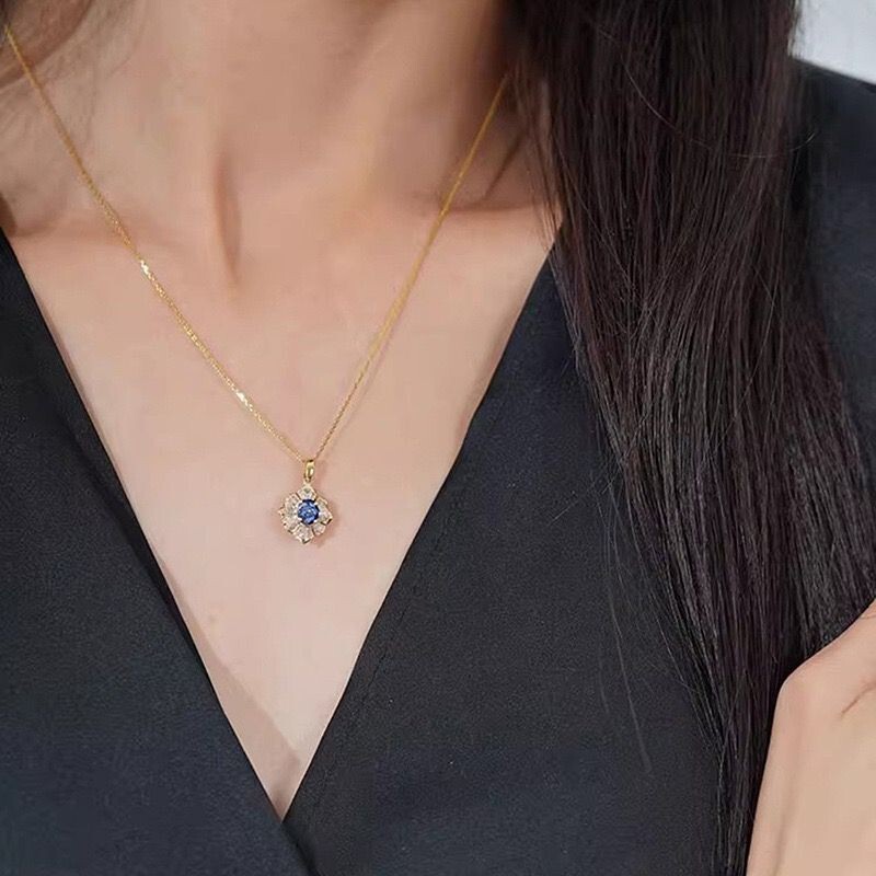 Fashion Women 18K Gold Plated Sparkling CZ Chain Necklace
