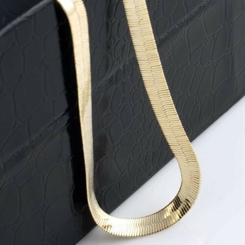 Made in USA. HUGE 30″ length,8mm width,24k Yellow Gold Bonded Herringbone Chain