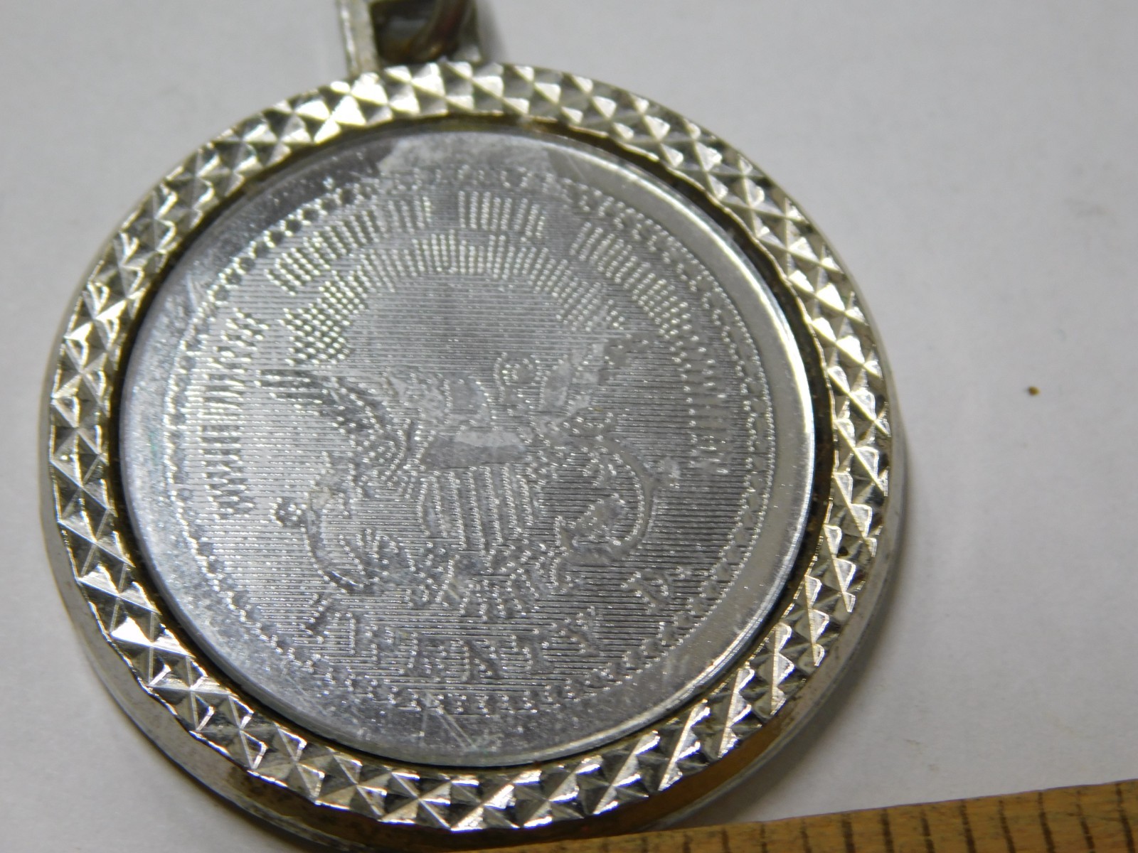 G5 Vintage 1776 Liberty Coin Replica Pendant Twenty D Silver Tone Medallion