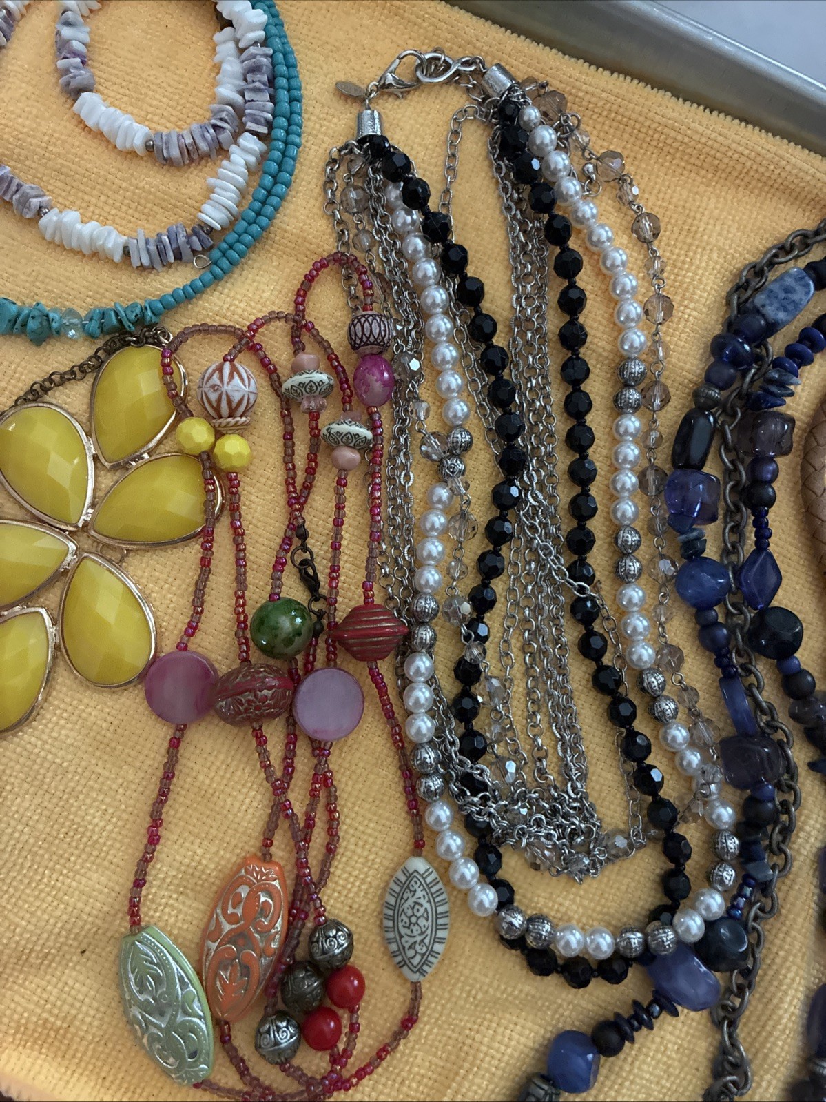Fashioned Lot of 8 Necklaces. Various Lengths and Styles. Stones Glass Beads