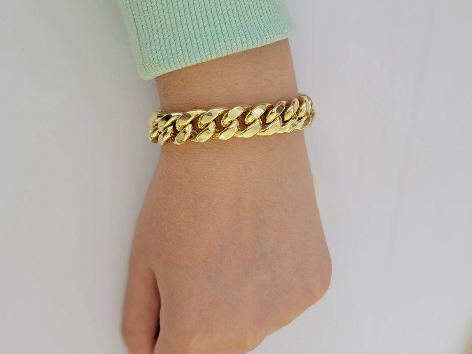 Real 10k Gold Bracelet 8″ Miami Cuban Link 6mm-13mm 10kt Yellow Gold ,Men Women