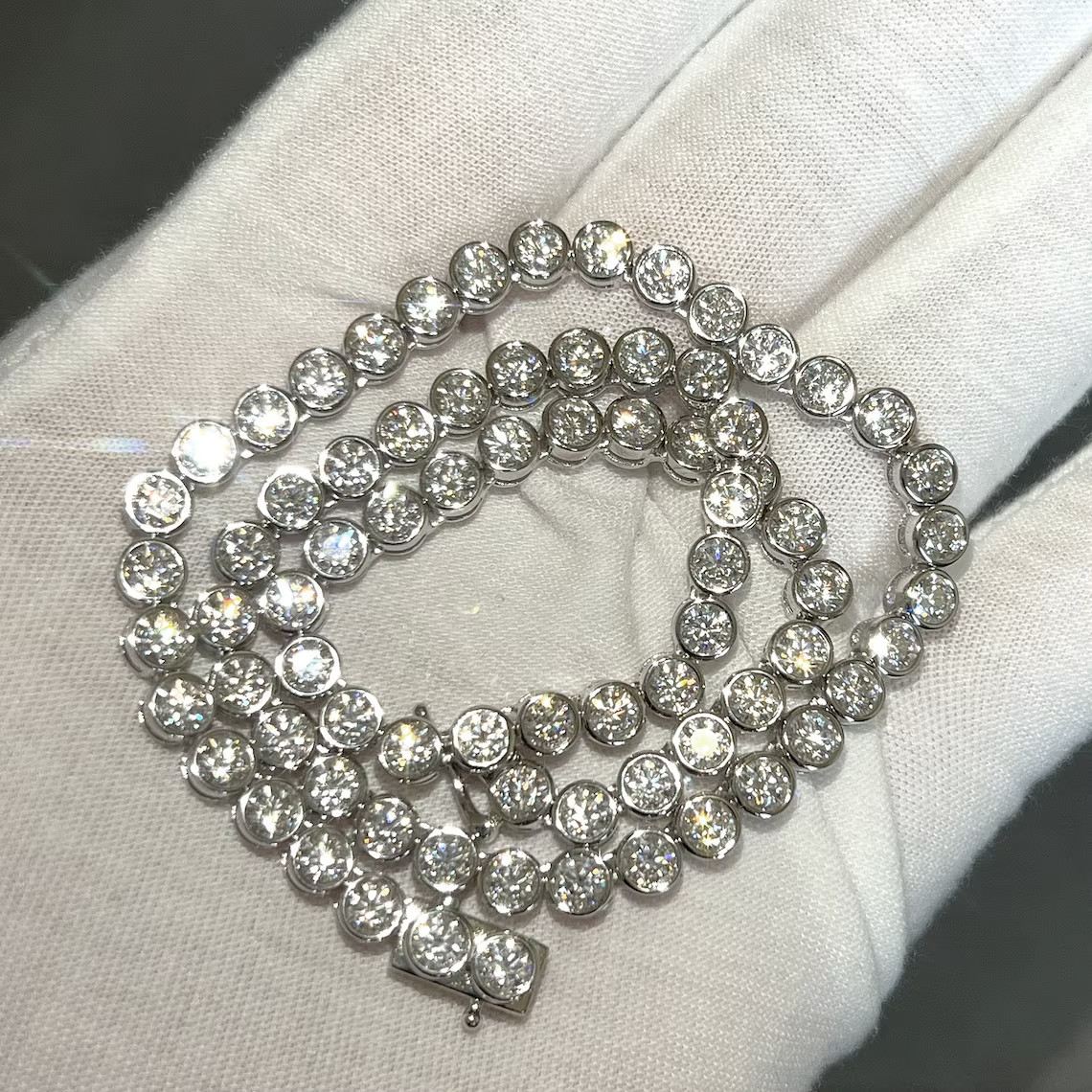 Certified new Bezel Set Moissanite Tennis Necklace women’s 18 inch