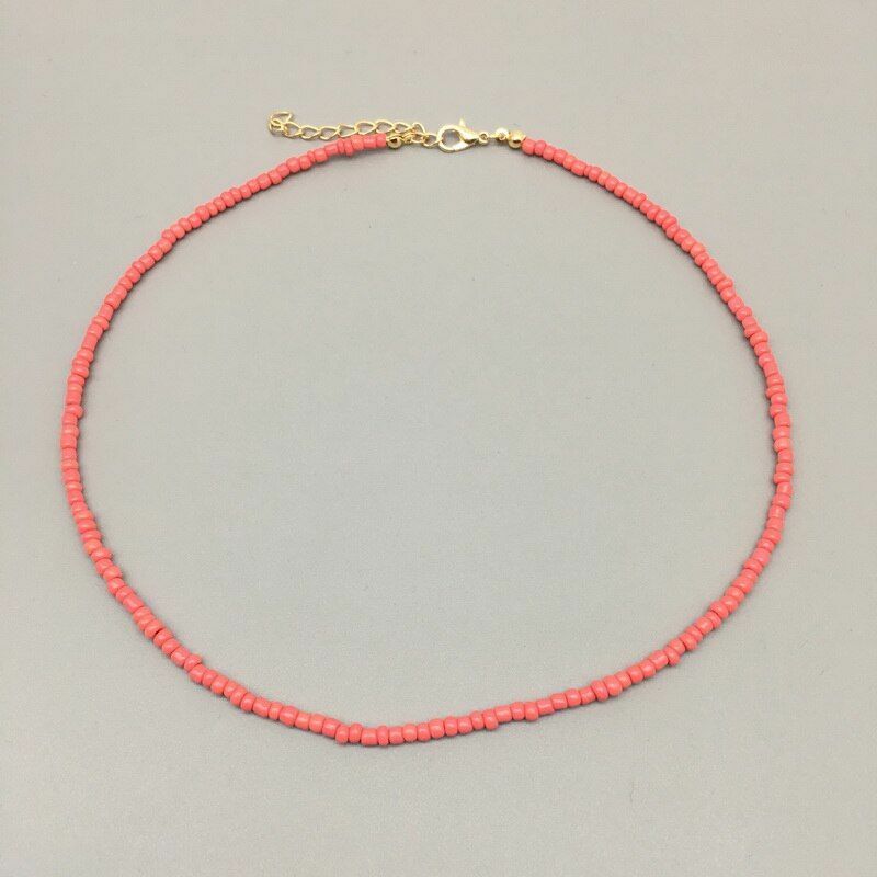 Women Necklace Seed Beads Strand String Beaded Short Jewelry 16 Inches Chokers