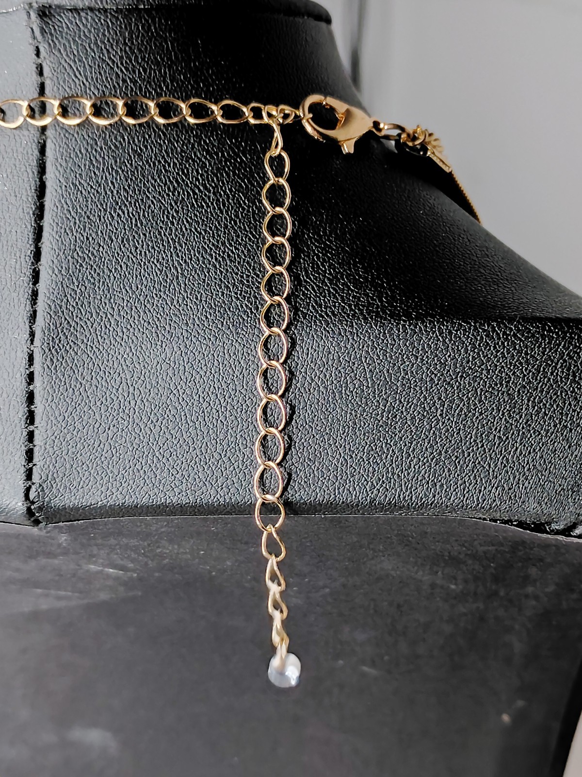 Gold Tone Layered Necklace Set Herringbone Chain Pavé Heart & Cross Pendants