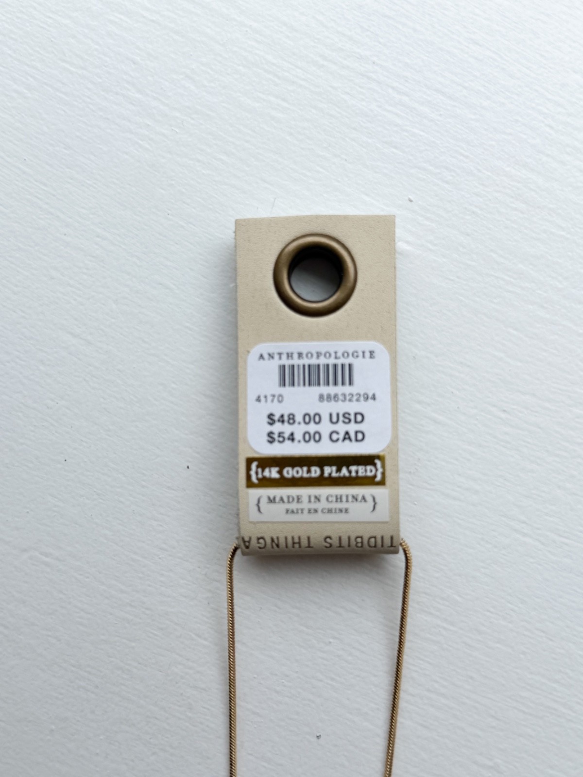 NEW Anthropologie Bubble Letter ‘S’ Monogram 14k Yellow Gold Plated Necklace