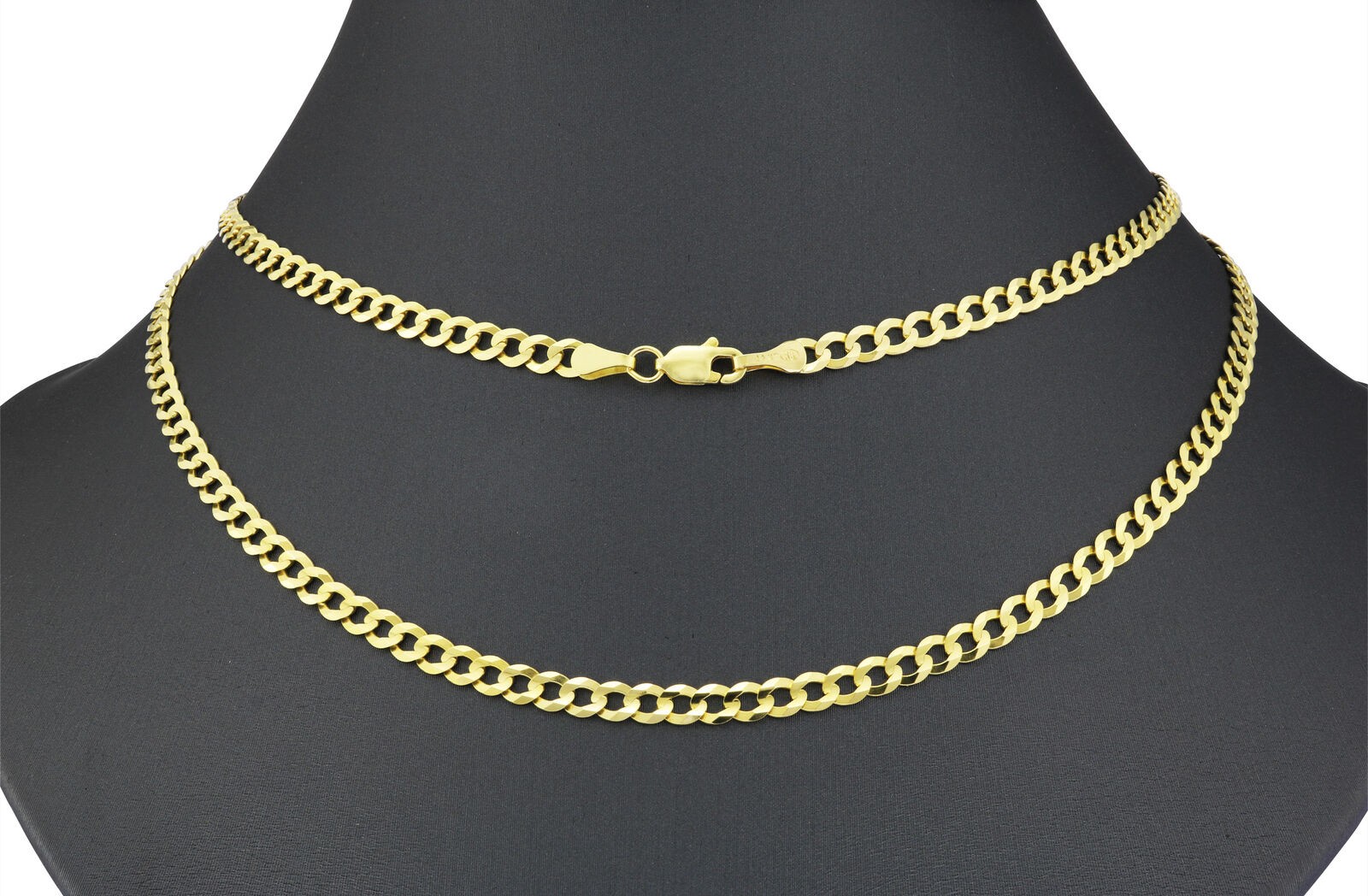 Designer Inspired 18K Gold Filled 3mm Italian Flat Curb Link Chain Necklace Y70G