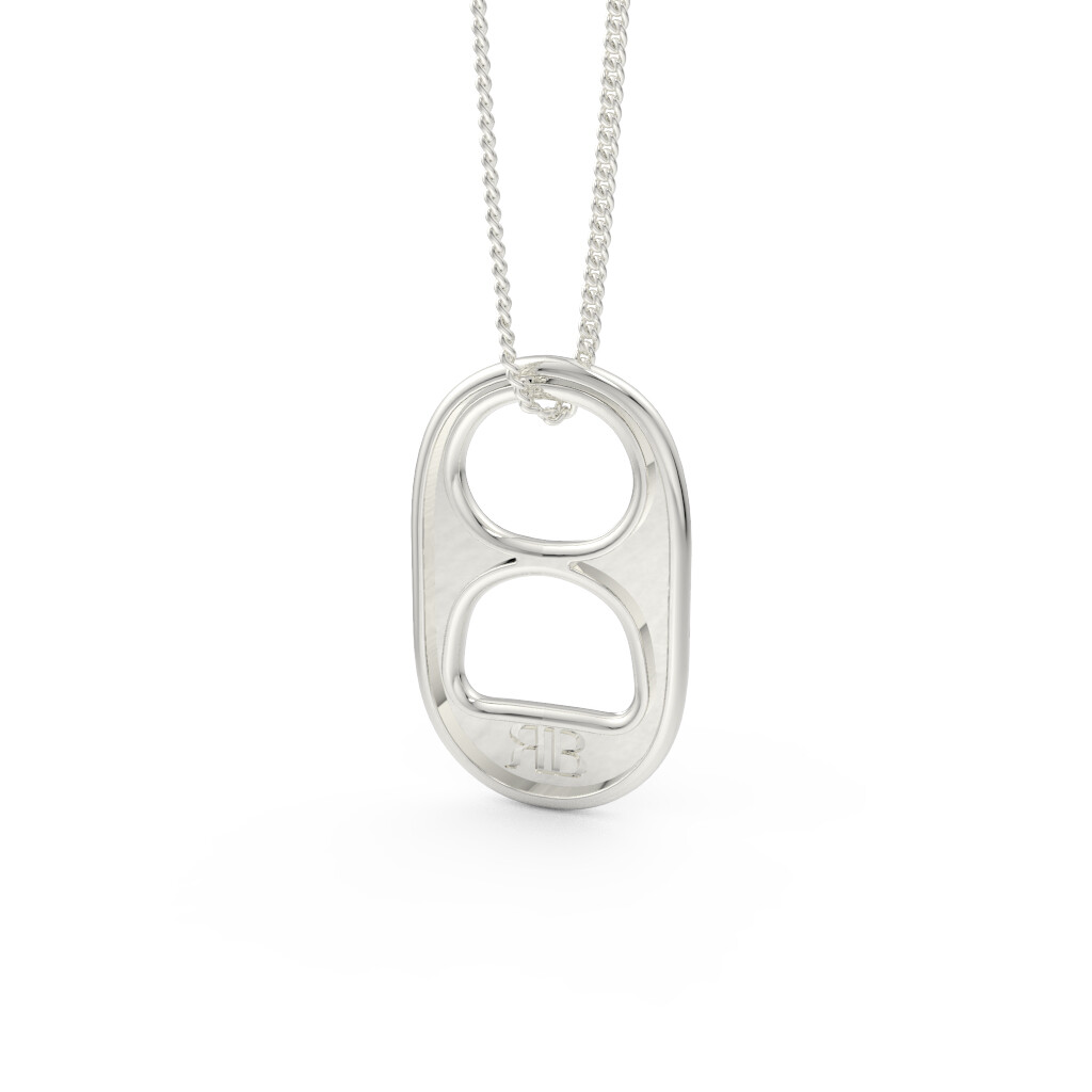 Sterling .925 Silver Soda Tab Pendant Charm & Free Chain