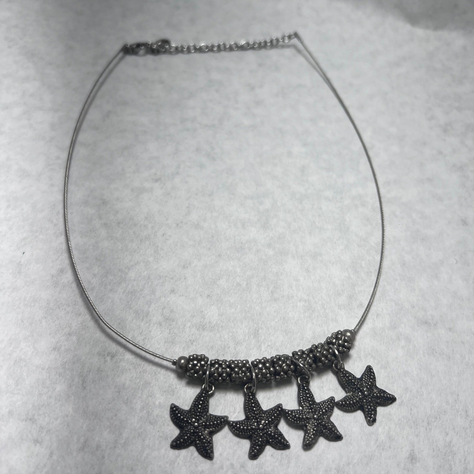 FeiFish Silver Tone Starfish Charm Choker Necklace Chain Beach Jewelry Boho 18″
