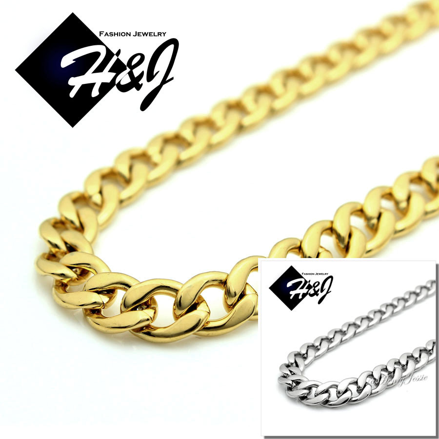 18-40″MEN’s Stainless Steel 7mm Silver/Gold Plated Cuban Curb Chain Necklace