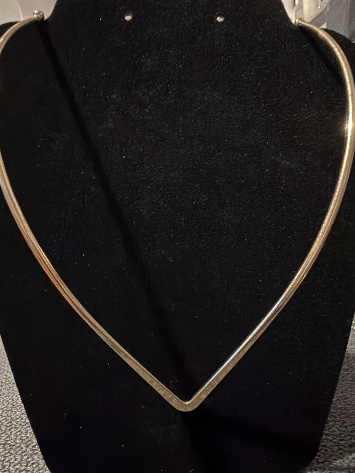 Gold Tone V Shaped Metal Necklace