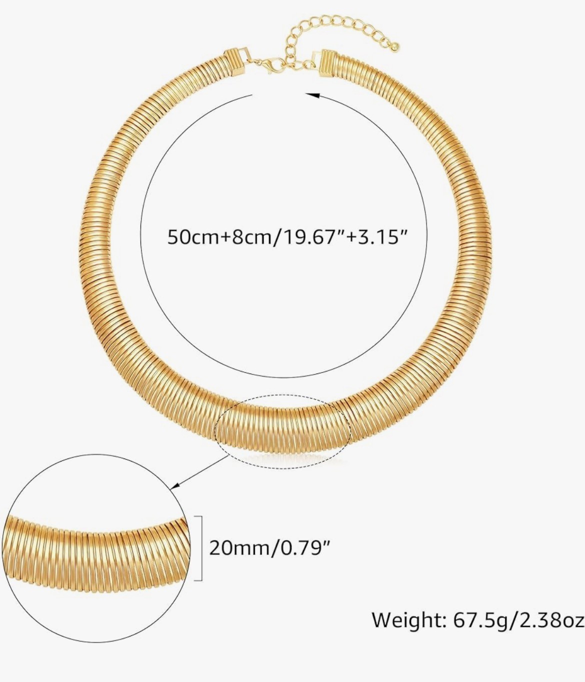 Chunky Gold Choker Necklace for Women 14K Gold Plated Snake Chain