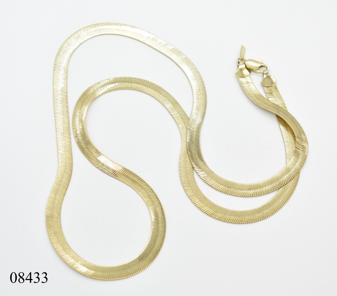Classiq 30″ Yellow Gold Plated 7mm Wide Herringbone Chain Necklace Fine