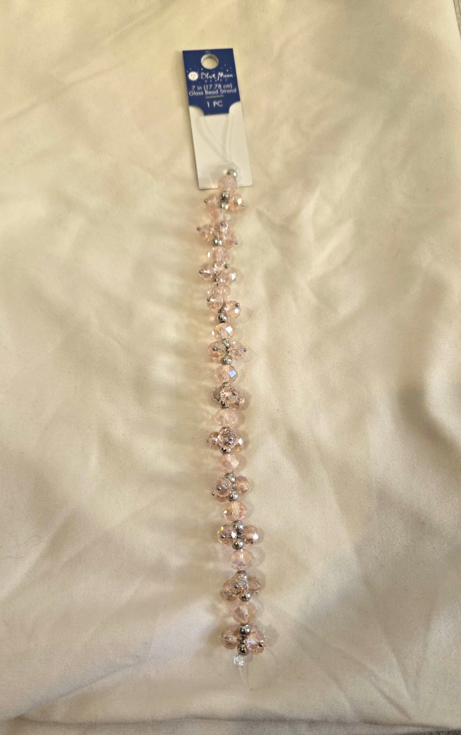 Blue Moon Beads 7in Pink Crystal Flower Dangle Pendant Ball/Bead Chain ZS-002