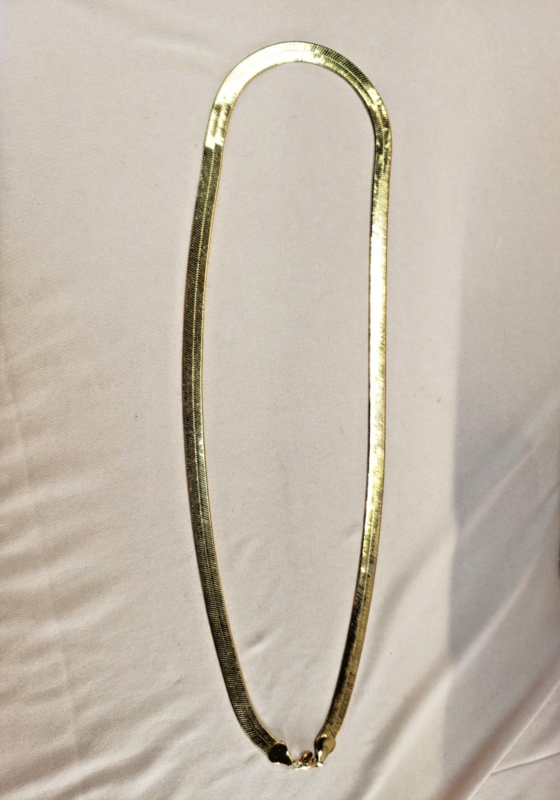 14K Gold Plated Wide Herringbone Chain Necklace 30″ 9 mm Signed Vision 14K GL