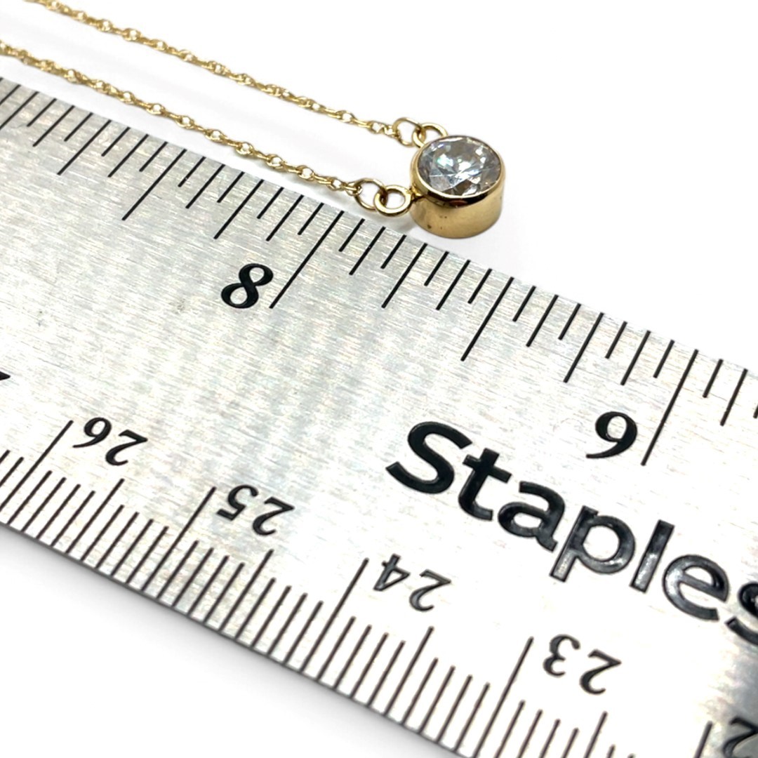 14k Yellow Gold White/Colorless Cubic Zirconia Necklace 16in (KS1019094)