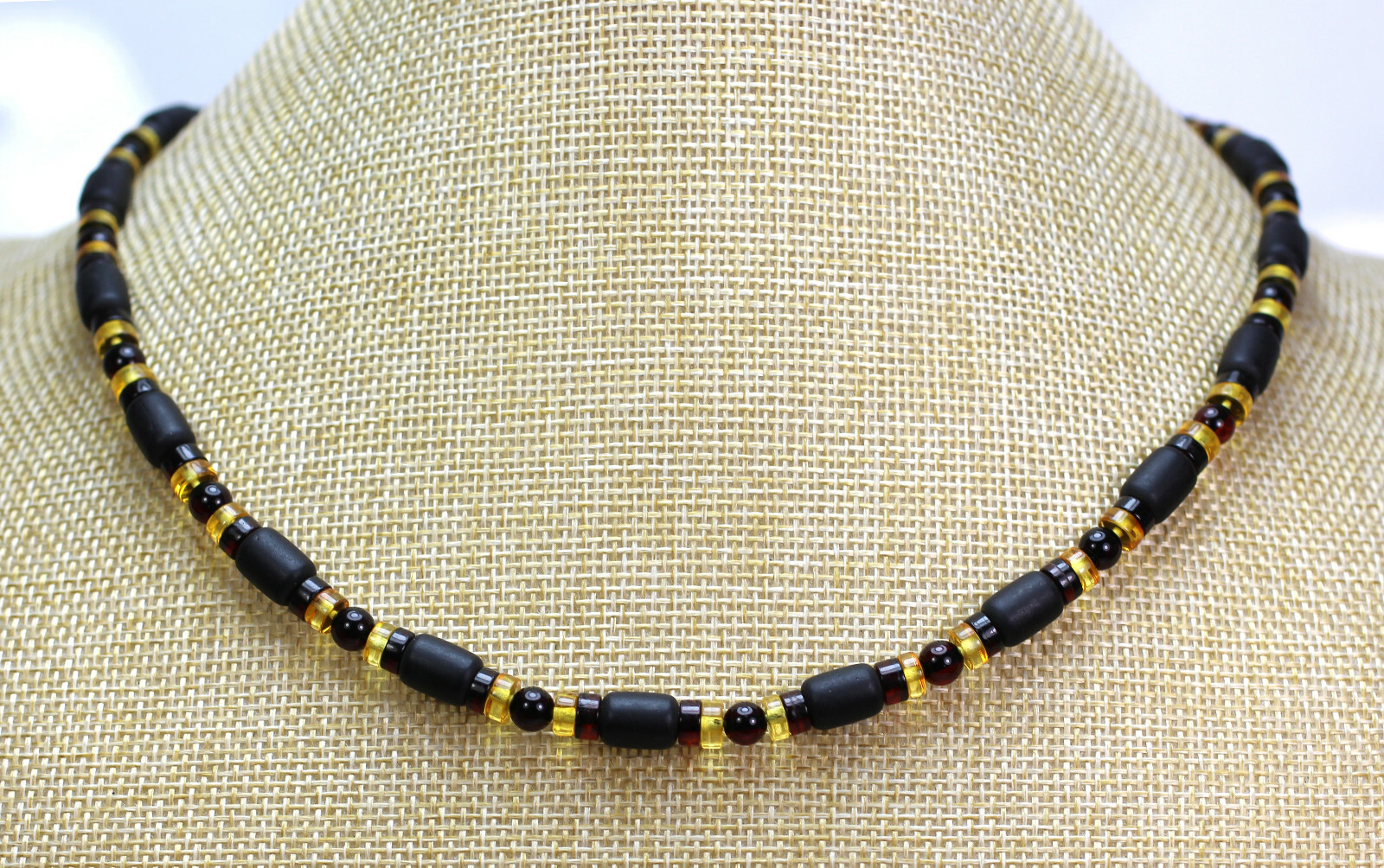 Baltic amber adult MEN unisex necklace handmade luxury, POLISHED 15,45 gr