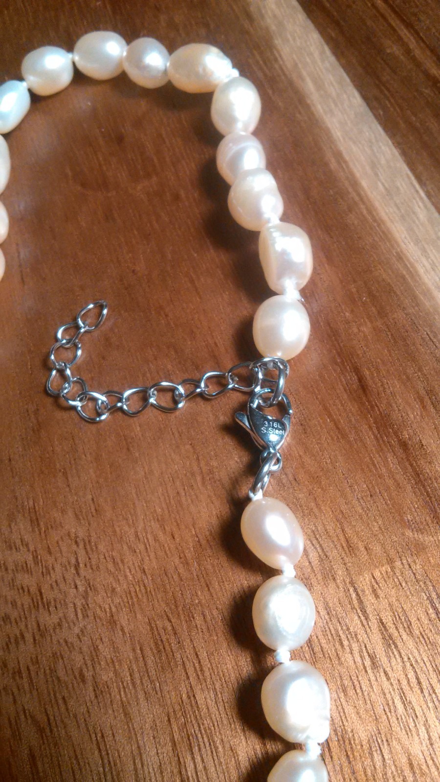 Genuine Peach Freshwater Pearl Stainless Steel Necklace (18 Inch)