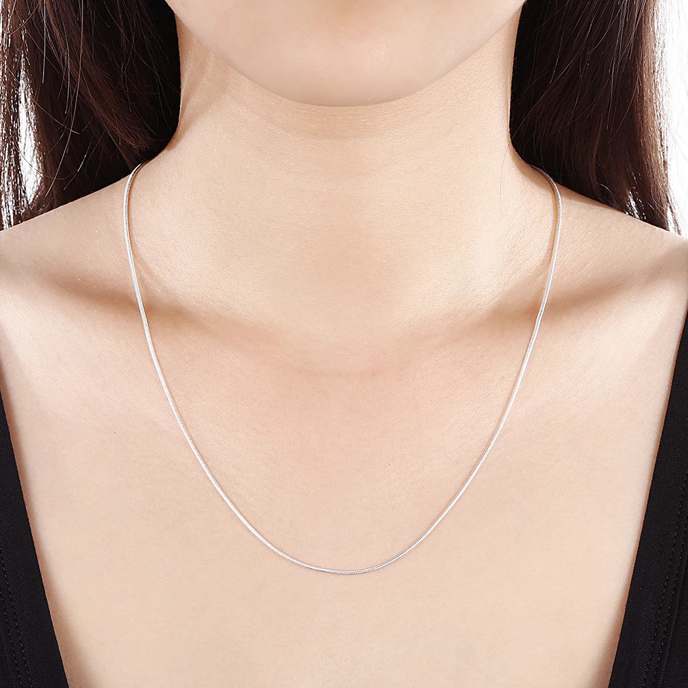 New 10pcs 1MM 925 Sterling Silver Snake Chain Necklace for Women Men Jewelry