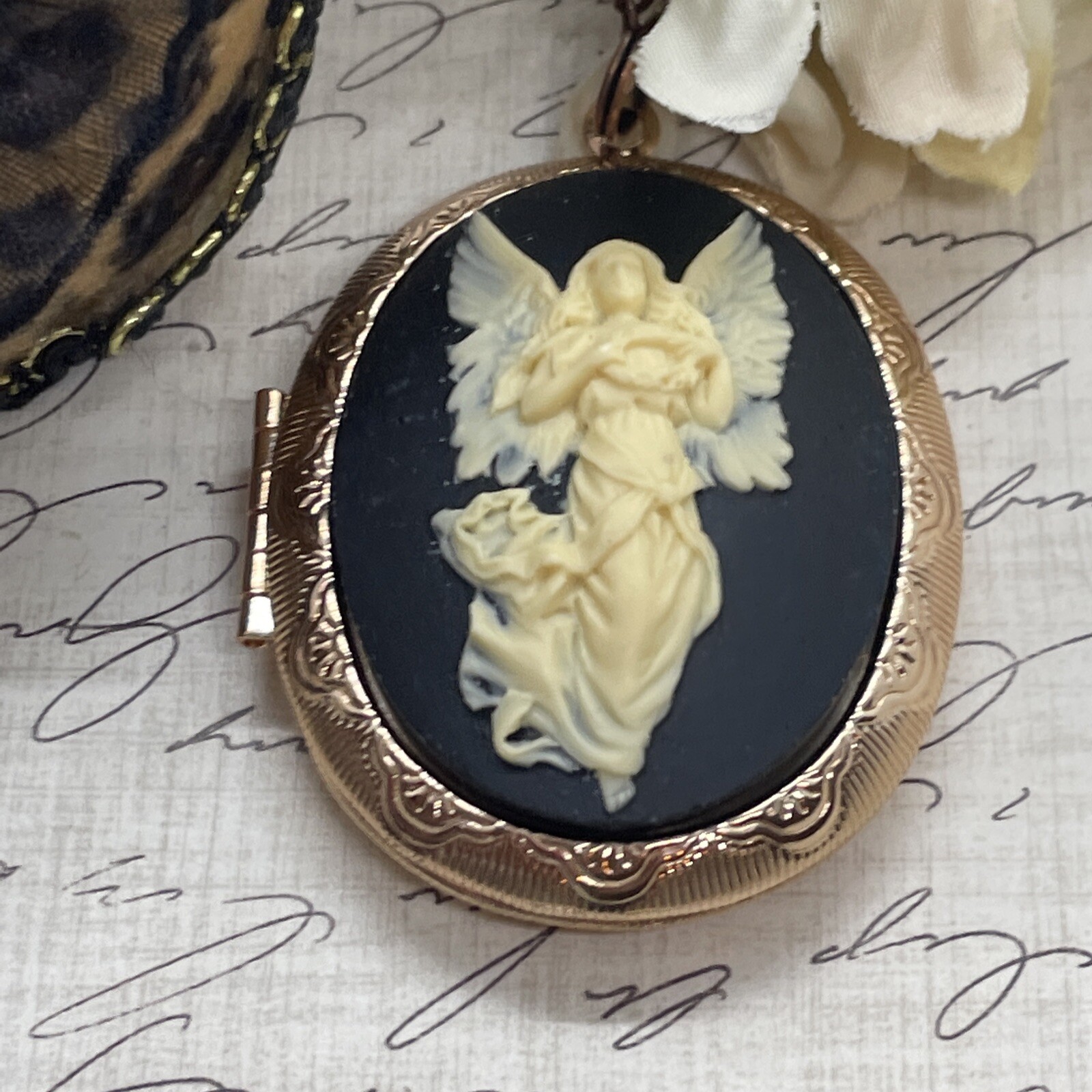 Angel Wedding Anniversary Birthday Rose Gold gift Bridal Bridesmaid Photo Locket