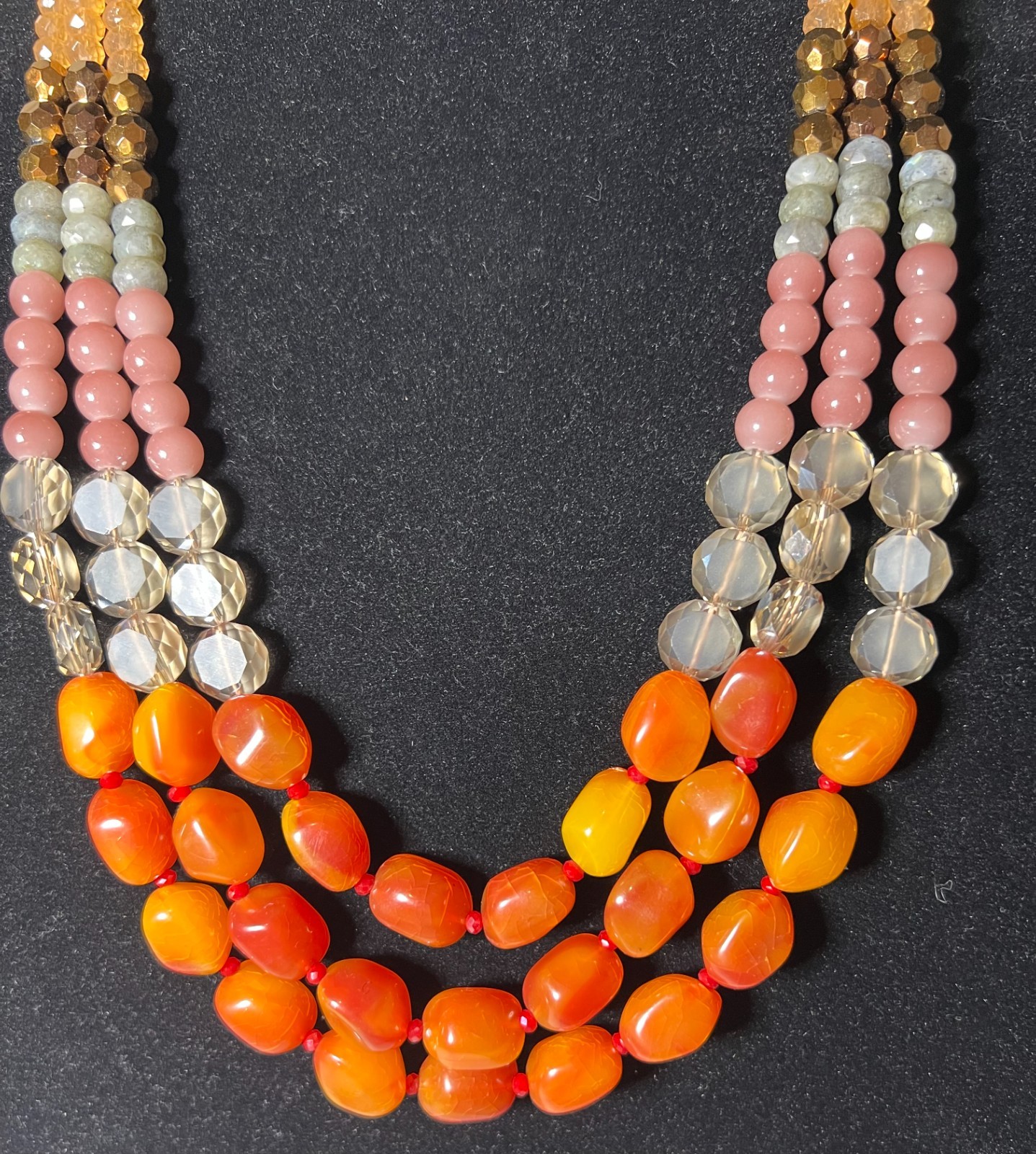 Colorful Glass Beaded Multi-Strand Loft Necklace in Perfect Condition