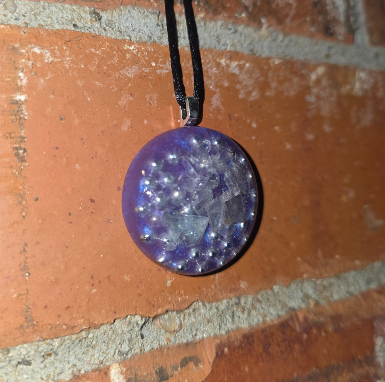 Flourite Orgonite Orgone Energy Pendant Necklace Purple Spiritual Tool Protect