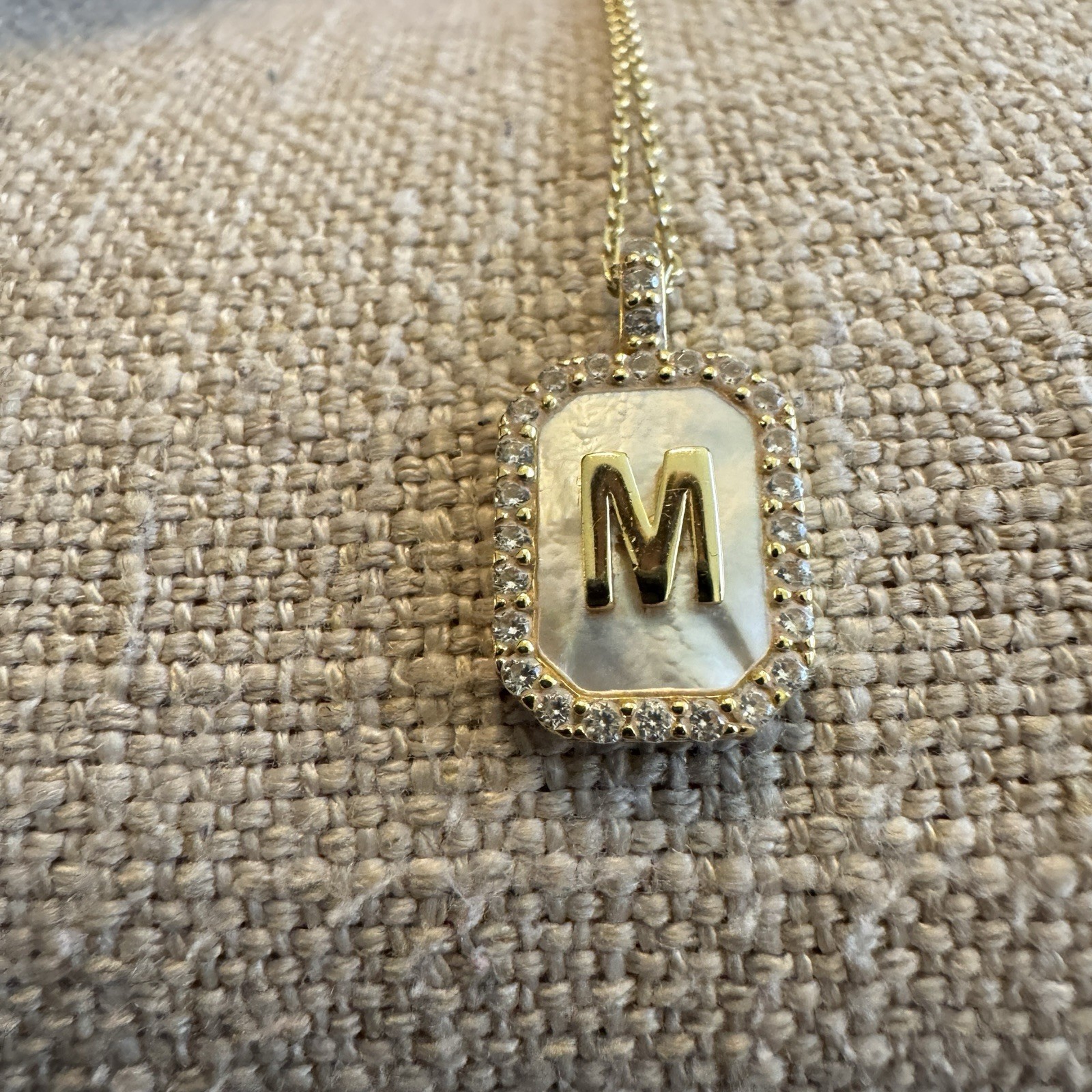 Charlortte & Lexi Letter “M” Necklace, 14K Gold Plated Sterling Silver