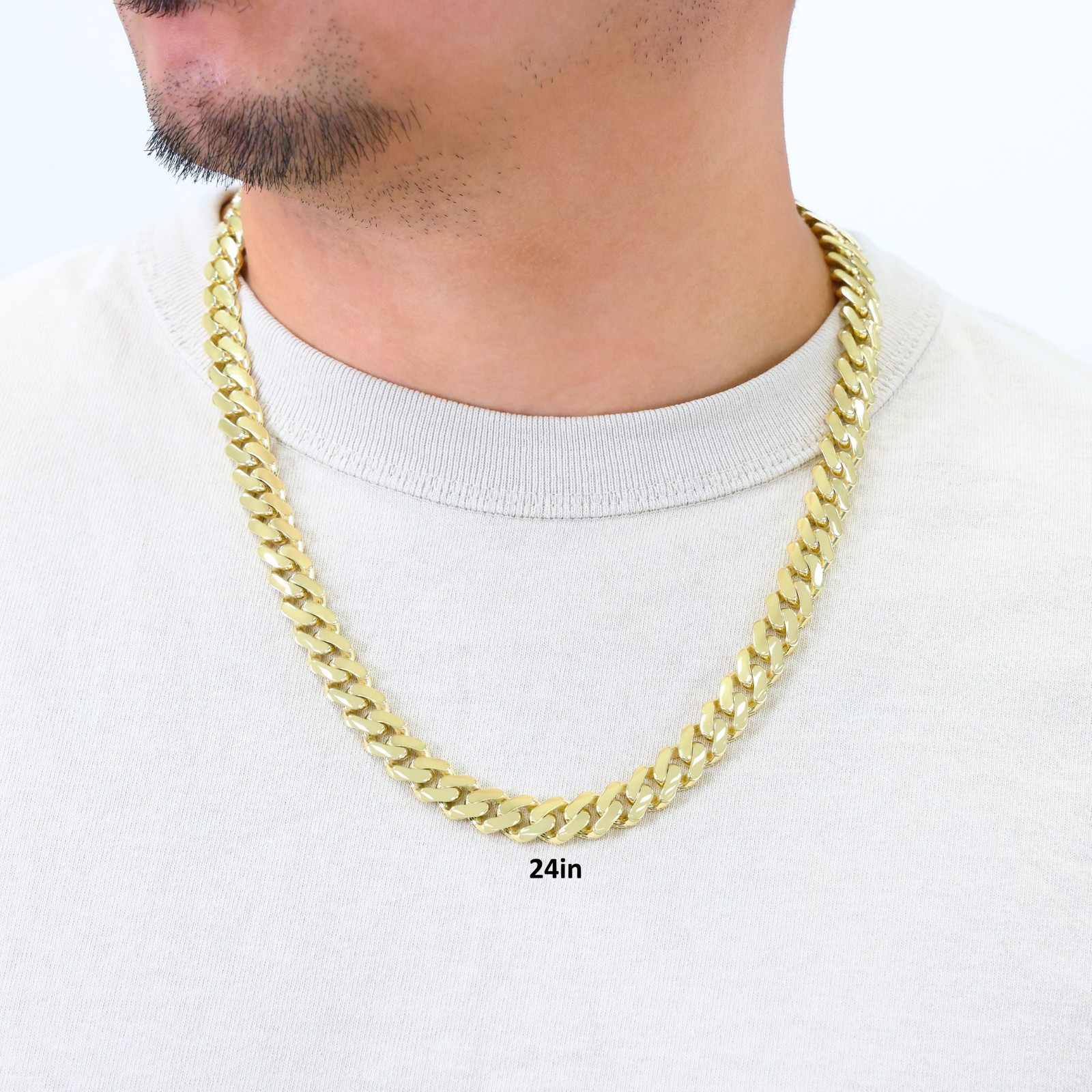 10K Yellow Gold Miami Cuban Royal Monaco Link Chain Necklace 5mm-20mm, 16″- 30″
