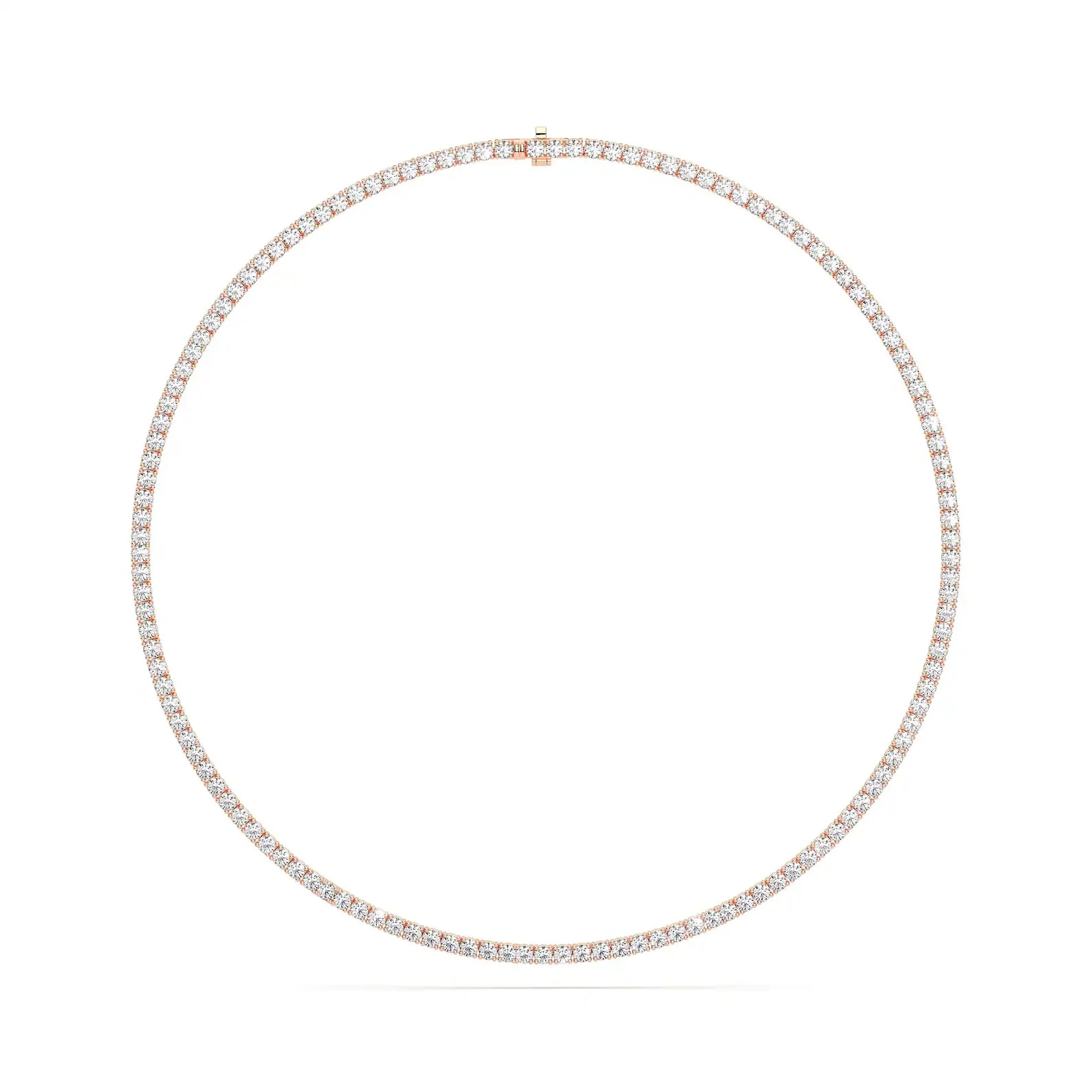 Lab Grown 12 Ct Round Cut EF VS Diamond Bridal Tennis Necklace in 14K Solid Gold