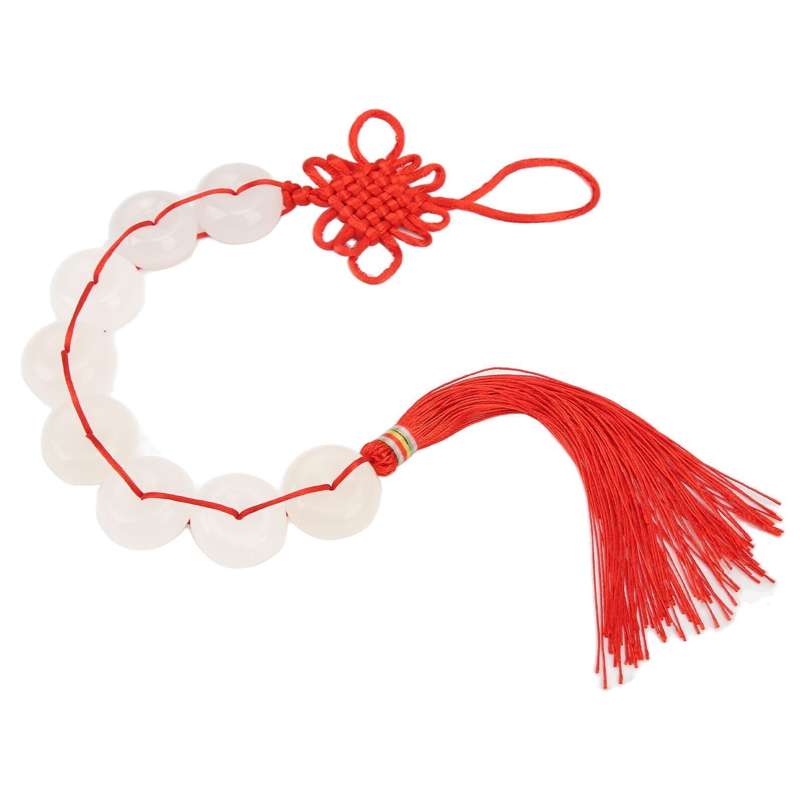 White Jade Pendant Pure Colour Eight White Jade Chinese Knot Feng Shui Pendant