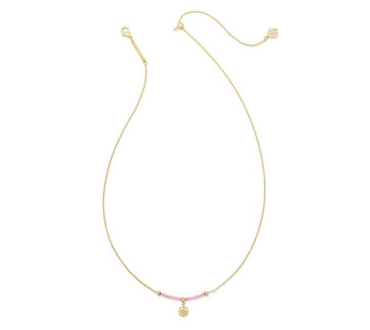 Kendra Scott Marie Beaded Pendant Necklace – Gold/Mauve Quartzite One Size