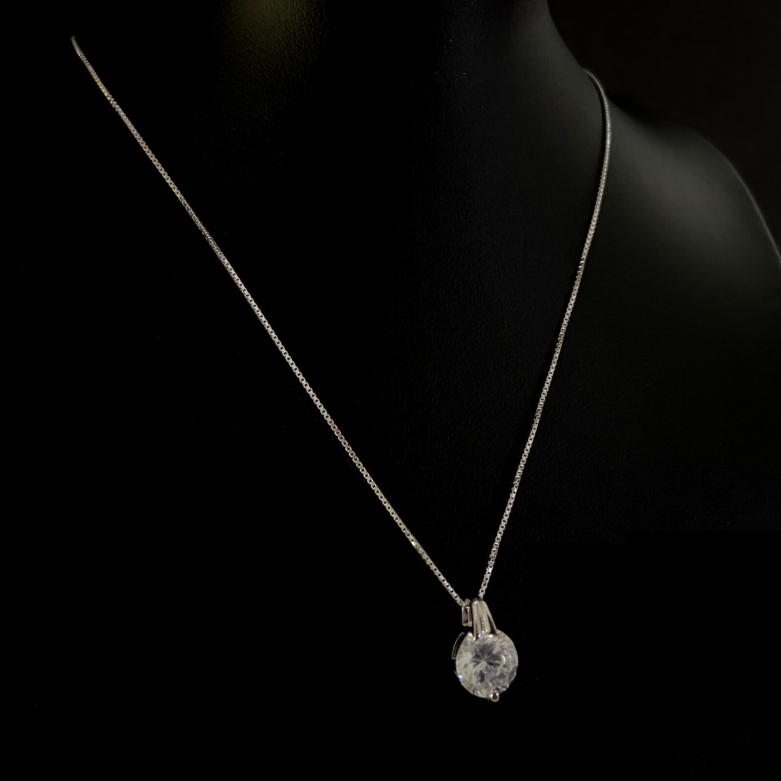 1.3 CTW Simulated Diamond Eternity Solitaire Pendant Sterling Silver Bridal Gift